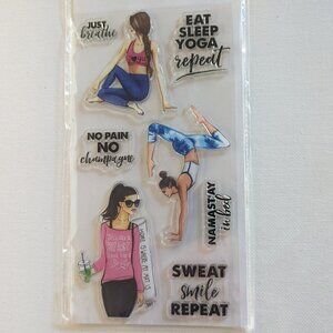 NWT Yoga Stamps Rong Rong 8 pc Clear Hampton Art Planner Fitness Workout Crafts